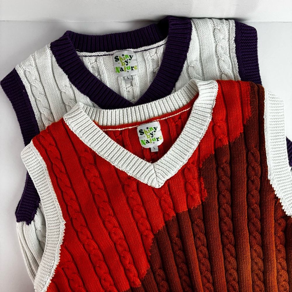 Shiny by Nature Set of 2 V-Neck Cotton Cropped Sleeveless Sweaters